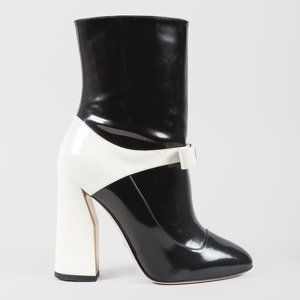 Gucci Magnolia Black & White Bow Block Heel Boots